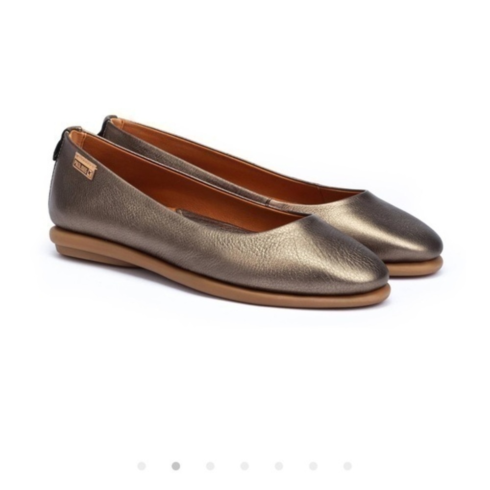 PIKOLINOS Bronze Metallic Leather Slip-On Ballet Flats